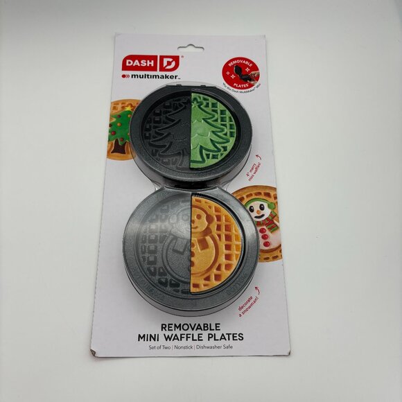 Dash Multimaker Removable Mini Waffle Maker Plates, Set of 2 Snowman & Tree NEW - Picture 1 of 2